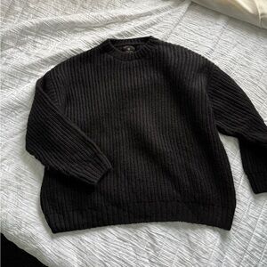Anine Bing ‘Sydney’ Chunky Oversized Knit Black Alpaca Wool Sweater